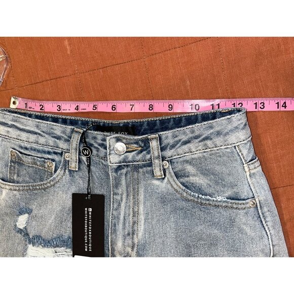 NWT White Fox Blue Lets Bounce Disressed Boyfriend Jeans Women Size Small - Picture 9 of 13